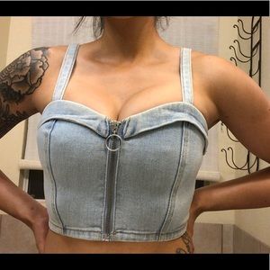 Denim forever21 zip up top